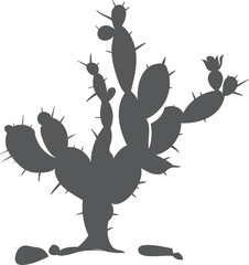 Wall Mural - Western desert botany black silhouette. Cactus icon