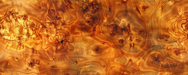 Canvas Print - Fine teak burl with rich golden tones and intricate grain, perfect for luxury yacht interiors, luxury wood texture, nautical luxury