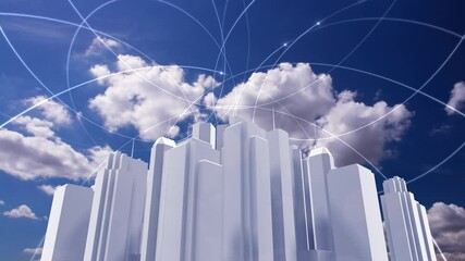 Wall Mural - network city communication technology business cg background