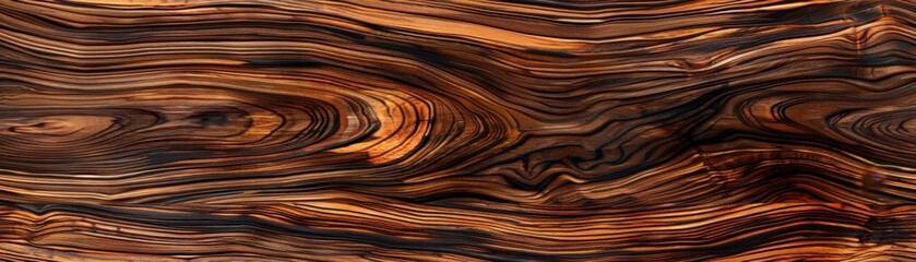 Poster - Polished zebrano wood with bold, dark stripes, ideal for unique luxury decor, luxury wood texture, exotic refinement