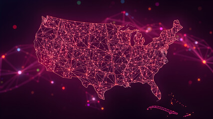 Sticker - holographic communications geometry node line on globe and nations map