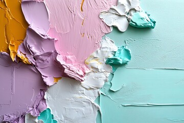Poster - Mint color abstract art with layers of soft colors and textures, depicted in an artwork where abstract art features layers of mint and pastel colors, with textured elements adding depth and