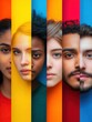 © Anat art - Faces of different individuals express the impact of division and bias, highlighting their unique backgrounds against bright colors. Generative AI