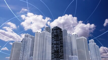 Wall Mural - network city communication technology business cg background