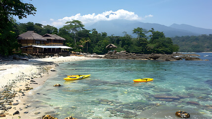 Nearby sea sand beach. Beautiful beach view.