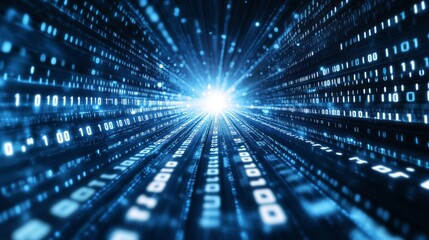 Poster - Abstract Binary Code Tunnel Background Digital Data Flow Futuristic Technology