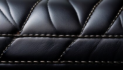 Wall Mural - black leather stitched seam