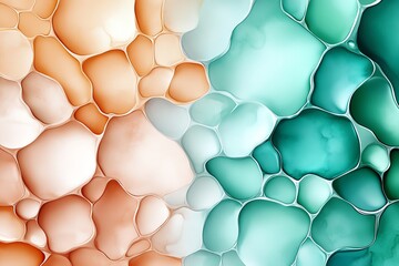 Poster - Mint color watercolor art with soft and abstract patterns, illustrated in a scene where watercolor art features abstract shapes and soft blends of mint and pastel tones, creating a calming and
