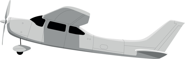 Sticker - Retro airplane with propeller. Aeroplane side view