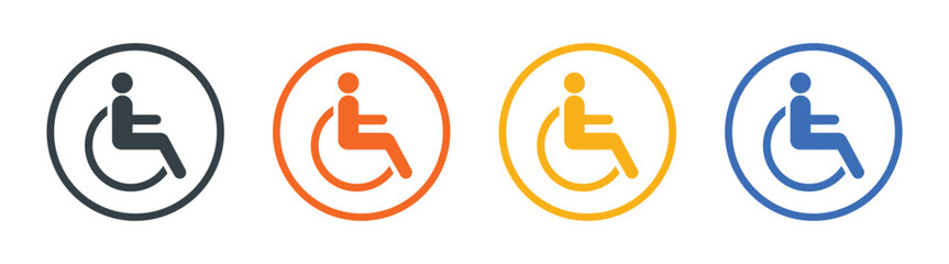 Vector Disabled Icon In Multiple Color