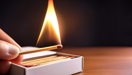 a matchstick lights after it is struck agains the flint surface of a match box everything is real no flame filters