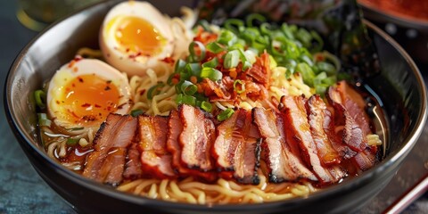 Canvas Print - Spicy Ramen Bacon Dish Image