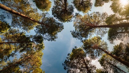 Wall Mural - looking up through pines