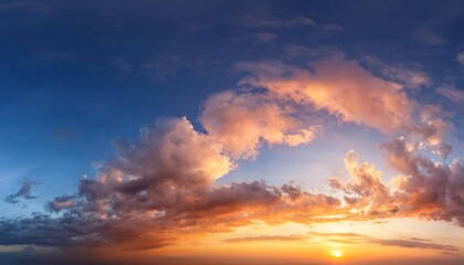 Wall Mural - beautiful panoramic sky with glowing clouds at sunset