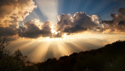 Wall Mural - sunlight breaking through the clouds as a symbol of optimism and new beginnings generative ai