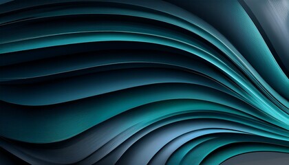 Wall Mural - modern designed horizontal banner with very dark blue cadet blue and teal blue colors dynamic curved lines with fluid flowing waves and curves