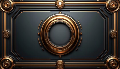 Poster - Black and Gold Ornate Frame with Circular Centerpiece