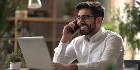 Poster - Busy Office Professional on Phone