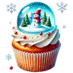 Poster - watercolor Christmas cupcake