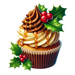 Poster - watercolor Christmas cupcake