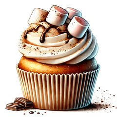 Poster - watercolor Christmas cupcake