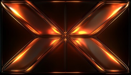 Wall Mural - Abstract X Shape with Glowing Orange Lines