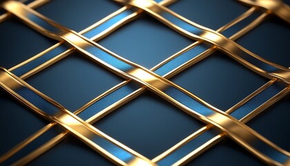 Sticker - Abstract Intersecting Gold and Blue Stripes on a Dark Background