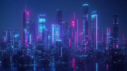 Poster - Futuristic Cityscape Illuminated by Neon Lights