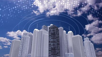 Wall Mural - network city communication technology business cg background