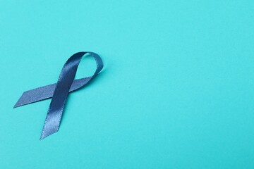 Canvas Print - Dark blue ribbon on color background, space for text. Prostate cancer awareness