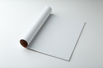 Canvas Print - Open magazine with blank page on white background. Mockup for design