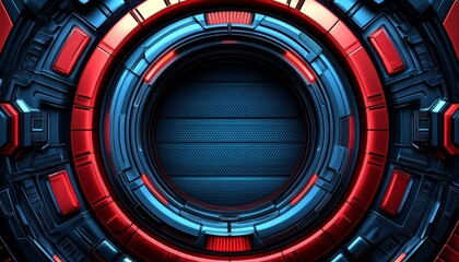 Poster - Abstract Futuristic Technology Interface with Red and Blue Elements