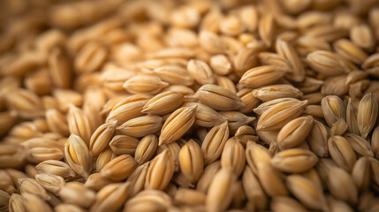 Barley seeds and grains, organic cereal crop harvest, healthy whole wheat and rye, natural agriculture product for bread and flour, nutritious golden ears of grain