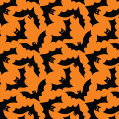 Vector pattern background with silhouettes of bats. Happy Halloween party. Seamless texture of flying bats. Design for packing, cards, parties, a decor, a web, fabrics. 