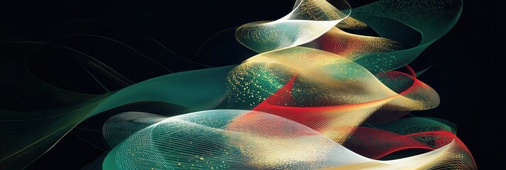 Wall Mural - Colorful, intertwining abstract lines form the silhouette of a Christmas tree, capturing a festive spirit in a unique artistic style. Generative AI