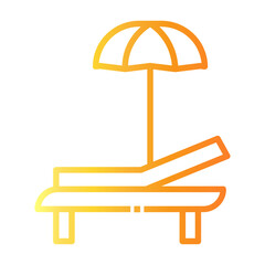 Sticker - beach chair Line Gradient Icon