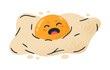 © Torontotokio - Comic egg mascot. Fried egg funny character, cartoon chicken fried egg for breakfast flat vector illustration. Cute fried egg emoji with humorous face