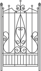 Fence railing decorative ornament. Metal garden door