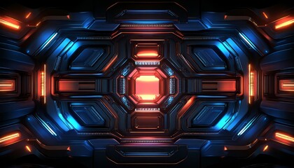 Poster - Abstract Futuristic Technology Background with Glowing Lights