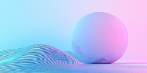 Poster - Abstract Geometric Shape on Blue and Pink Gradient Background