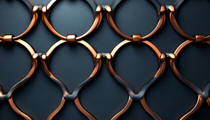 Canvas Print - Abstract Pattern of Intertwined Copper Rings on a Dark Background