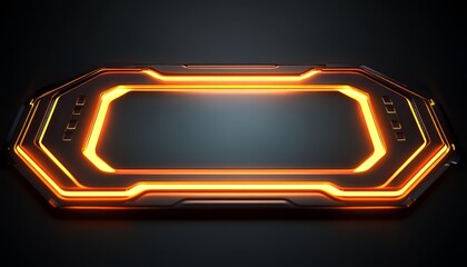 Poster - Orange Neon Light Frame on Dark Background