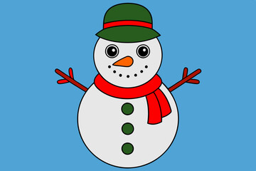 Sticker - Christmas Santa Claus Snowman vector line art illustration