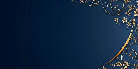 dark blue luxury background with gold patterns. elegant gold jewelry. vintage background