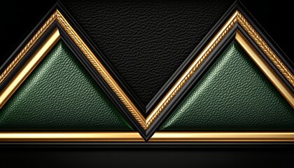 Wall Mural - Green and Black Triangles with Ornate Gold Frames