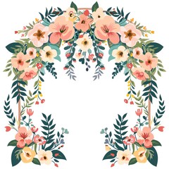 Wall Mural - Wedding flowers, floral arch and arrangements, flat design illustration