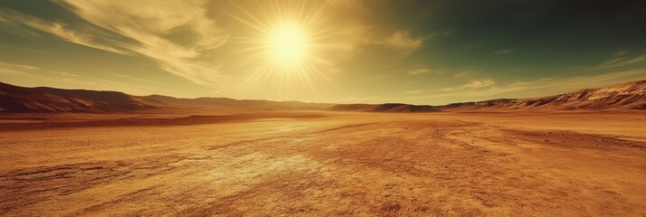 Aufkleber - The blazing sun beats down on desolate arid lands, highlighting the impact of global warming and melting glaciers. Generative AI