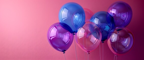 Sticker - Colorful balloons on a pink background.