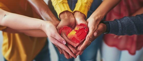 Diversity, Unity, and Love: A Heart Held by Hands of Different Colors