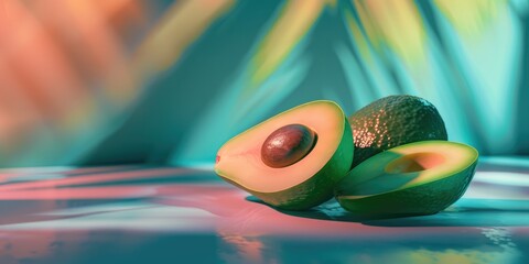 Canvas Print - Freshly Sliced Ripe Avocado